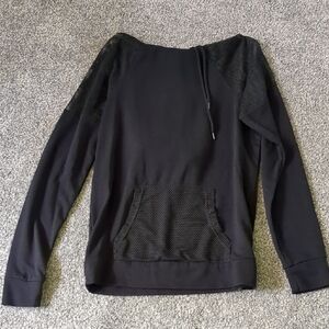 Material Girl Black Hoodie with Mesh Accents